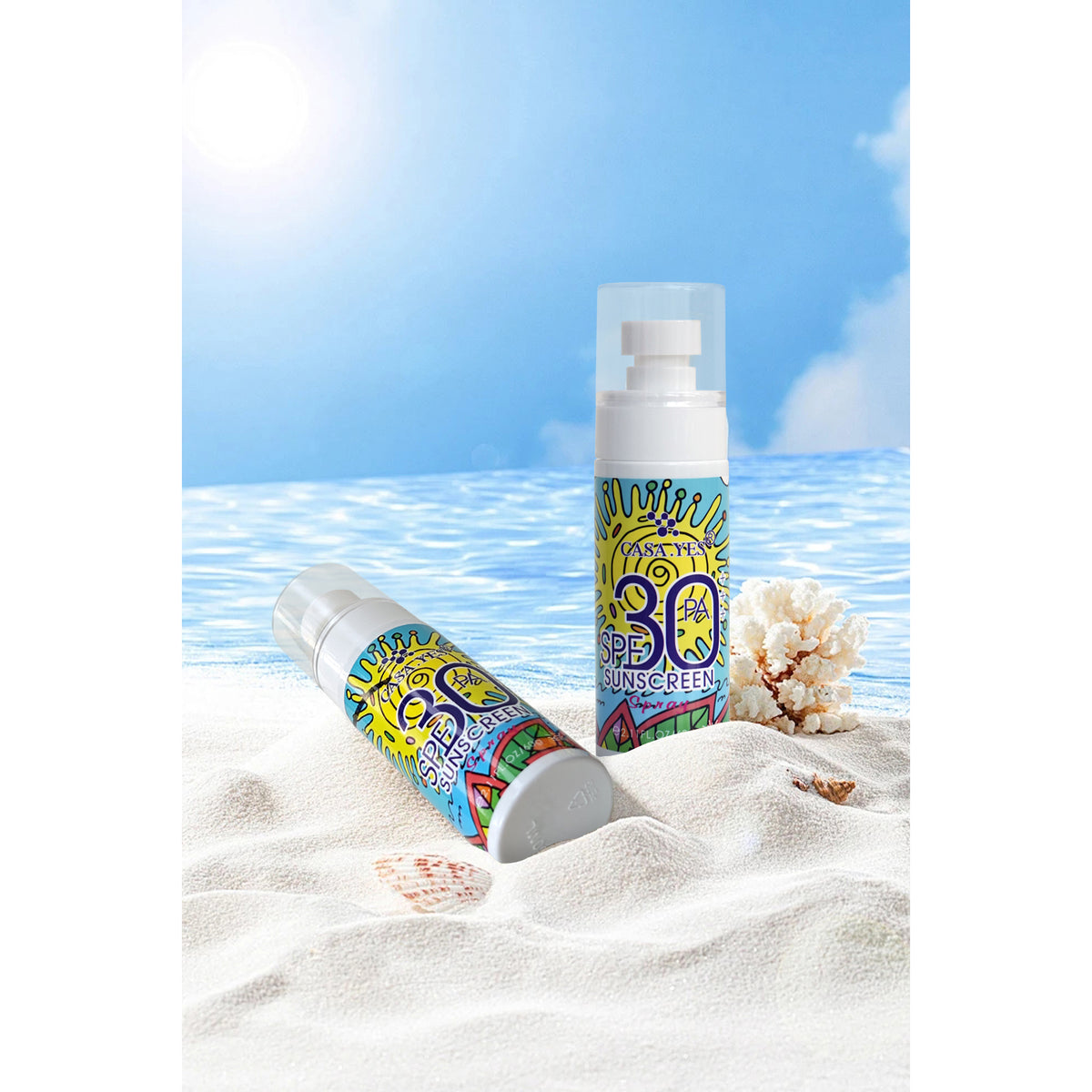 CASA.YES Sunscreen Spray SPF 30+++ - Lightweight, Invisible, Water-Resistant Protection for Summer. Ultra-Fine Mist for Effortless Application, Perfect for On-The-Go Facial Skincare