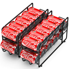 Drink Organizer for Fridge, Soda Can Organizer Storage Rack, 2 Pack Stackable Beverage Soda Can Dispenser Organizer Holder for Refrigerator, Cabinet, Pantry, Fit for 12oz / 355ml Standard Soda Can, Summer Gift