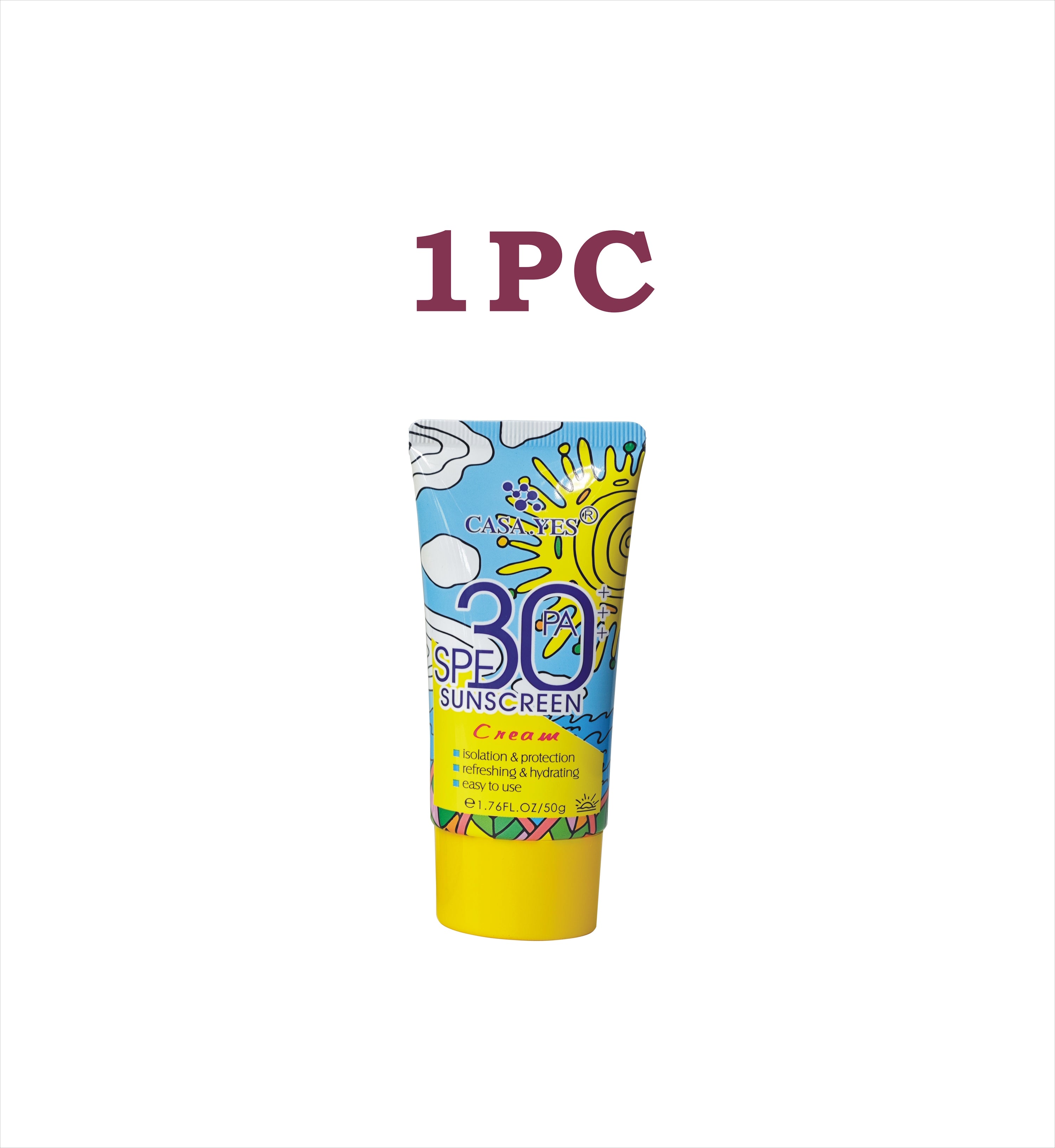 CASA.YES Sunscreen SPF 30+++ - Lightweight, Non-Greasy, Water-Resistant, UVA/UVB Protection for Face & Body