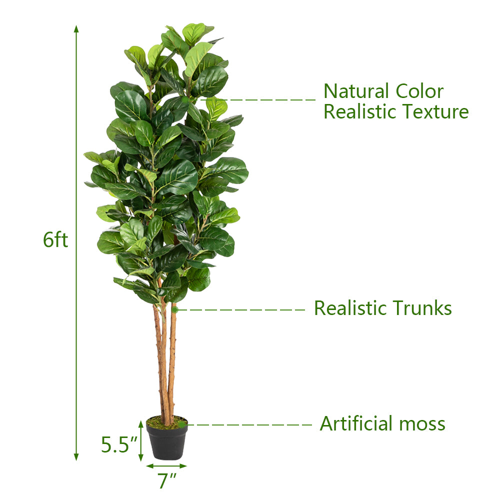 FCH 6FT Artificial Banyan Tree with 156 Piano Leaves – Realistic Solid Wood Trunk, Perfect for Home and Holiday Décor