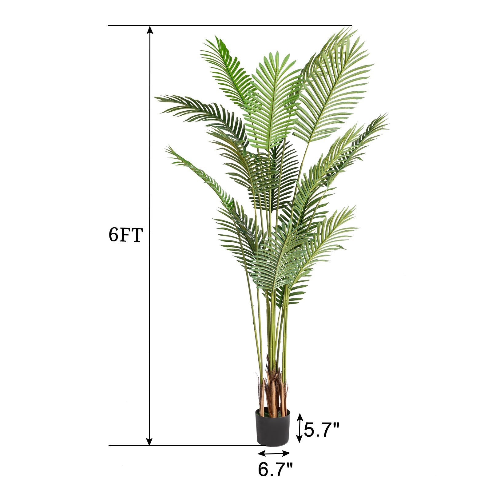 FCH 6FT Artificial Palm Tree with 16 Green Leaves – Realistic Simulation Tree for Home and Holiday Décor