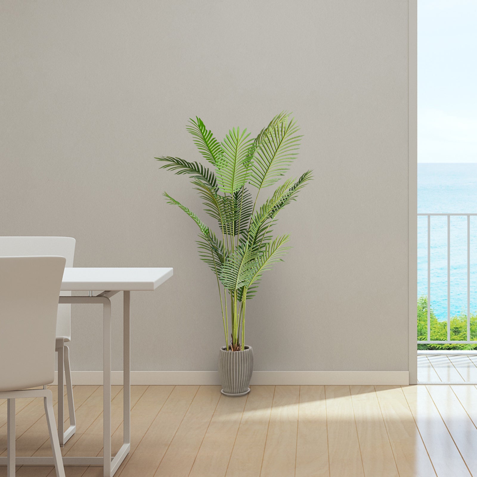 FCH 6FT Artificial Palm Tree with 16 Green Leaves – Realistic Simulation Tree for Home and Holiday Décor