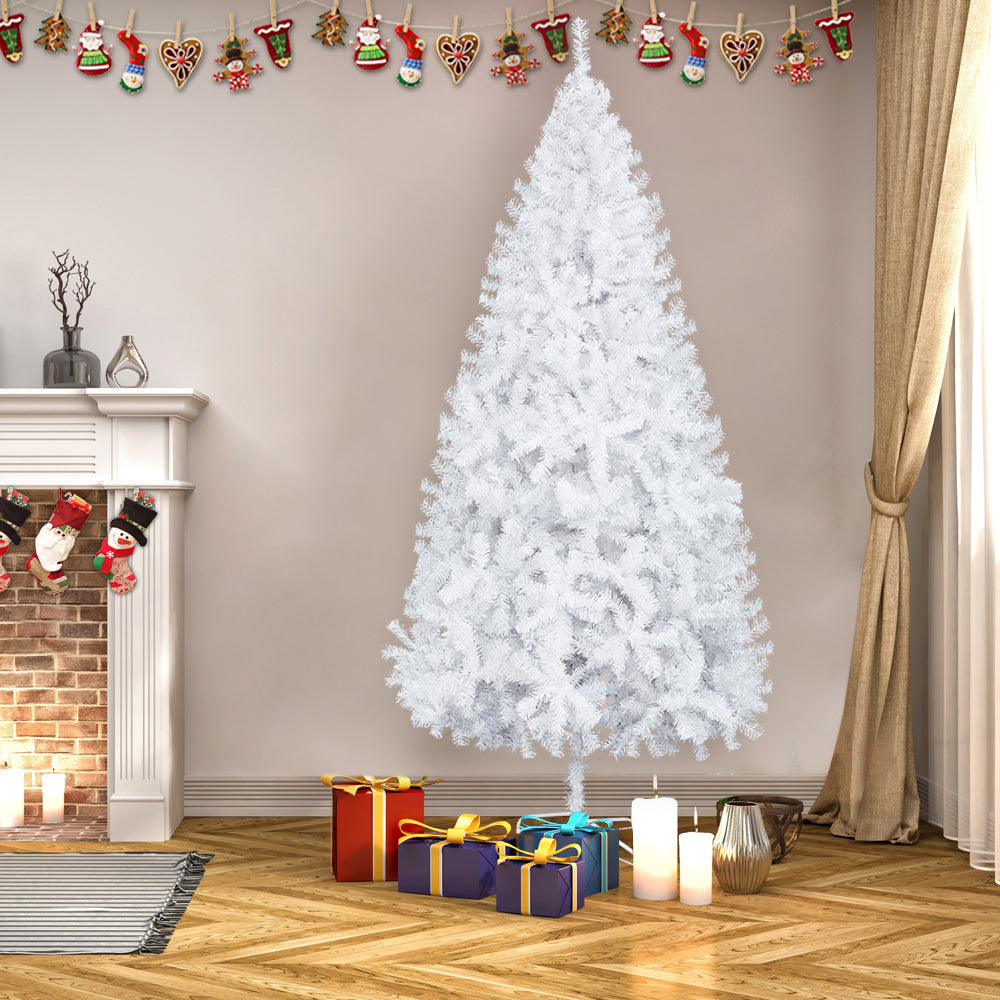 7FT White Christmas Tree with Iron Stand & 950 Branches – Elegant Holiday Decor for a Winter Wonderland