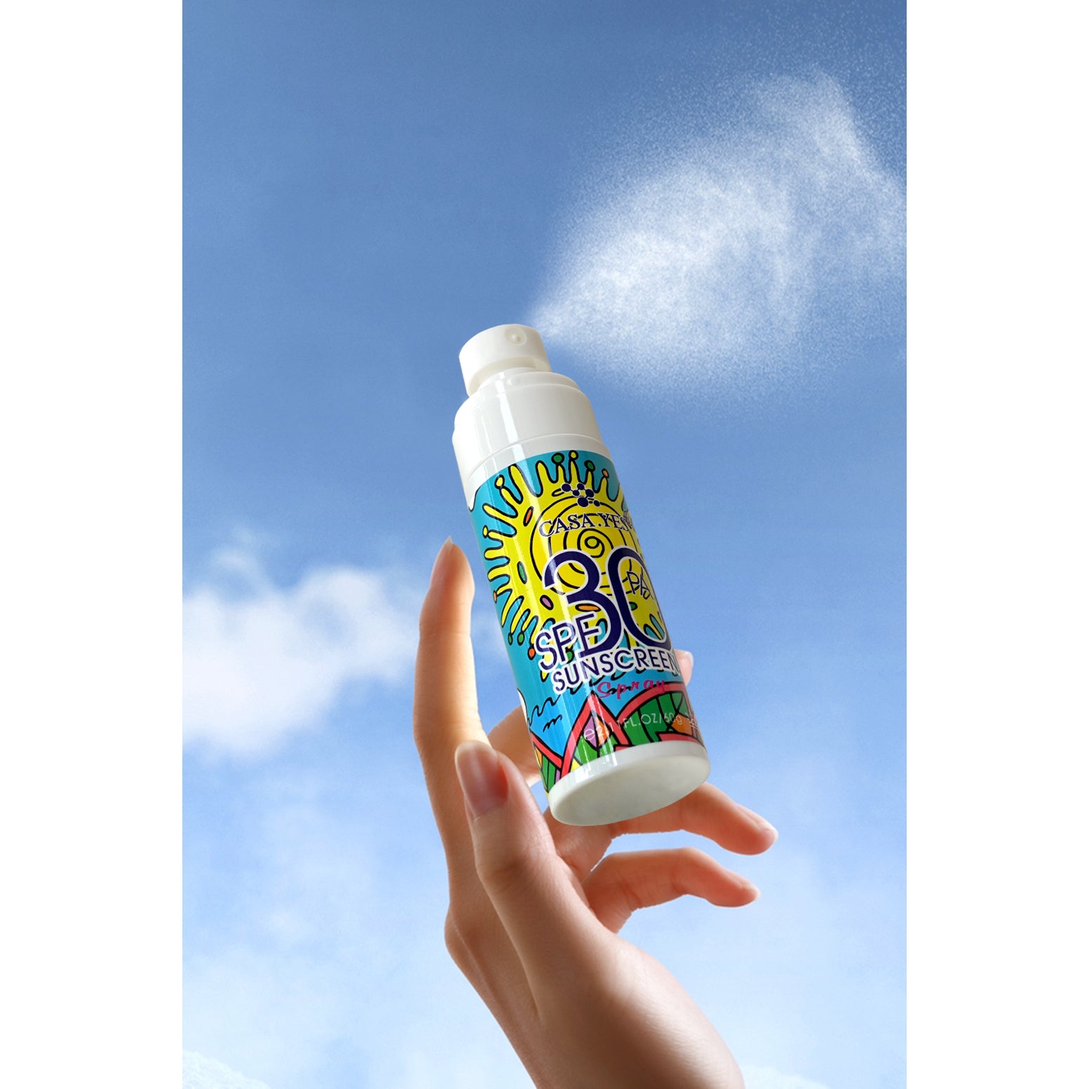 CASA.YES Sunscreen Spray SPF 30+++ - Lightweight, Invisible, Water-Resistant Protection for Summer. Ultra-Fine Mist for Effortless Application, Perfect for On-The-Go Facial Skincare