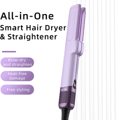 2-in-1 Hair Dryer Straightener: Dry, Straighten, and Style Professional Hair Styler Heatless Styling for Healthy Hair