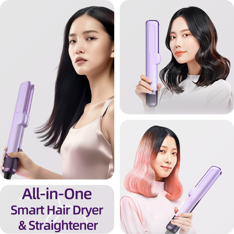 2-in-1 Hair Dryer Straightener: Dry, Straighten, and Style Professional Hair Styler Heatless Styling for Healthy Hair