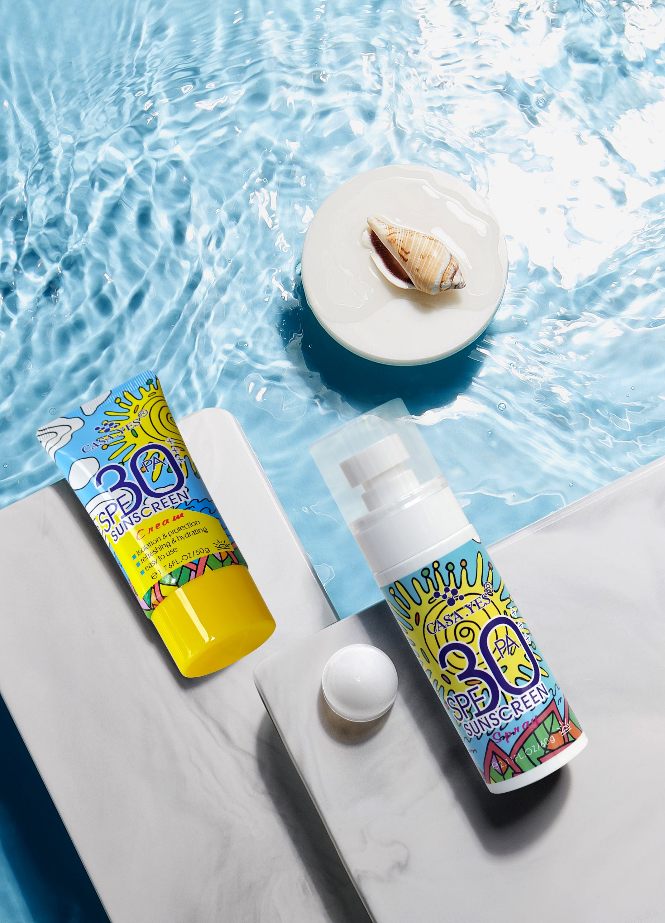 CASA.YES Sunscreen SPF 30+++ - Lightweight, Non-Greasy, Water-Resistant, UVA/UVB Protection for Face & Body