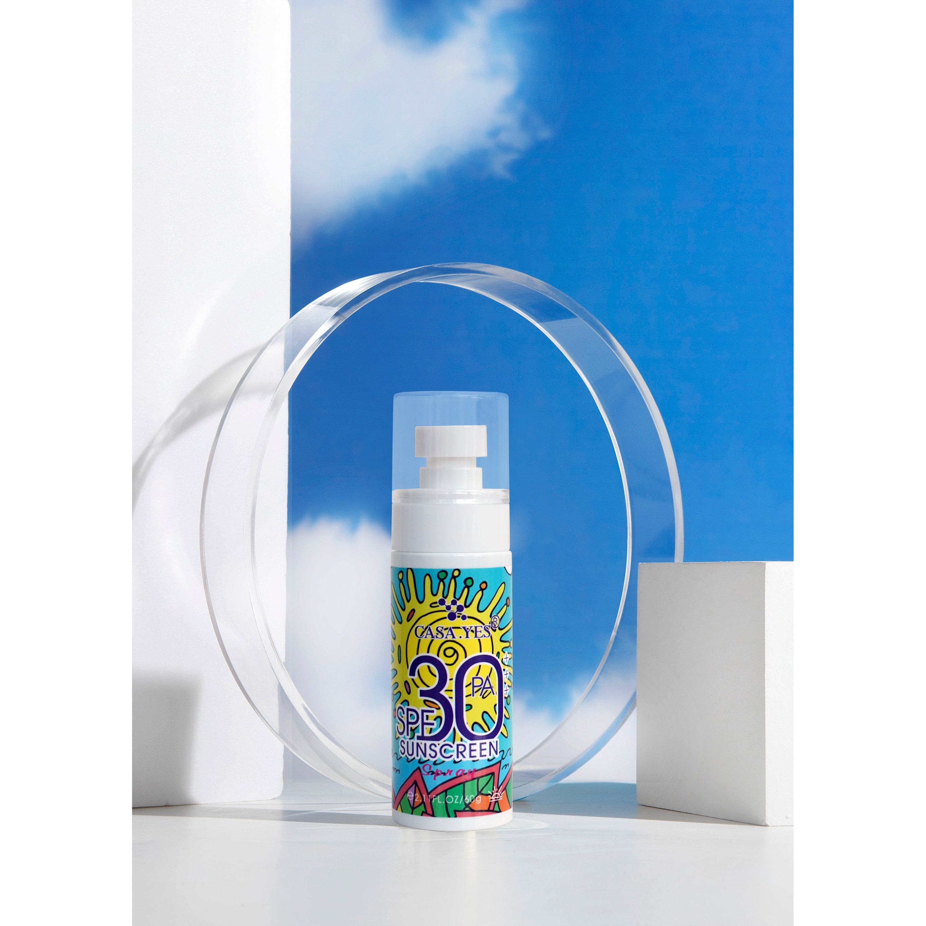 CASA.YES Sunscreen Spray SPF 30+++ - Lightweight, Invisible, Water-Resistant Protection for Summer. Ultra-Fine Mist for Effortless Application, Perfect for On-The-Go Facial Skincare