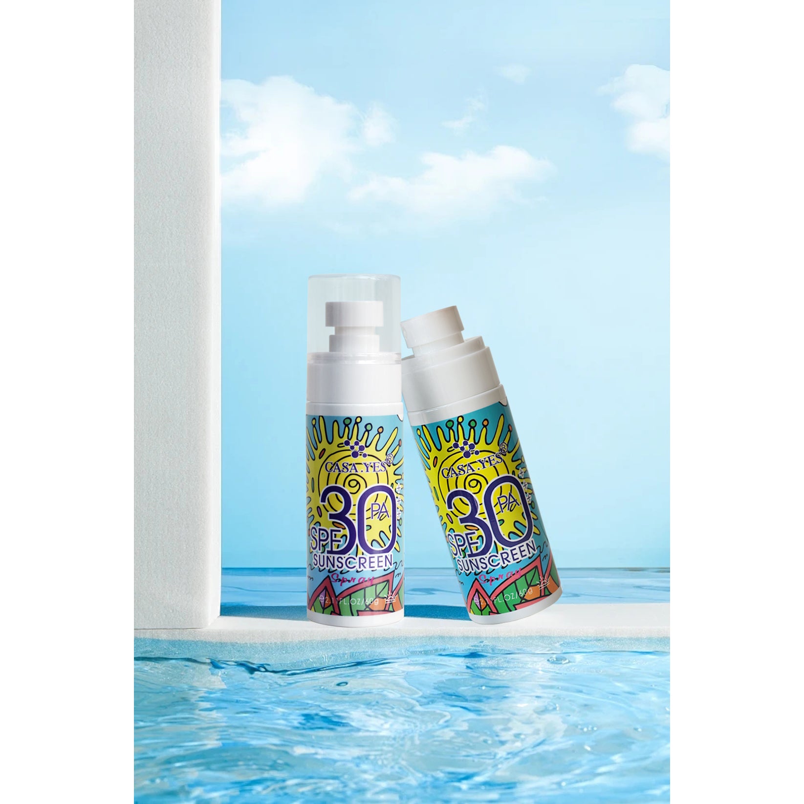 CASA.YES Sunscreen Spray SPF 30+++ - Lightweight, Invisible, Water-Resistant Protection for Summer. Ultra-Fine Mist for Effortless Application, Perfect for On-The-Go Facial Skincare