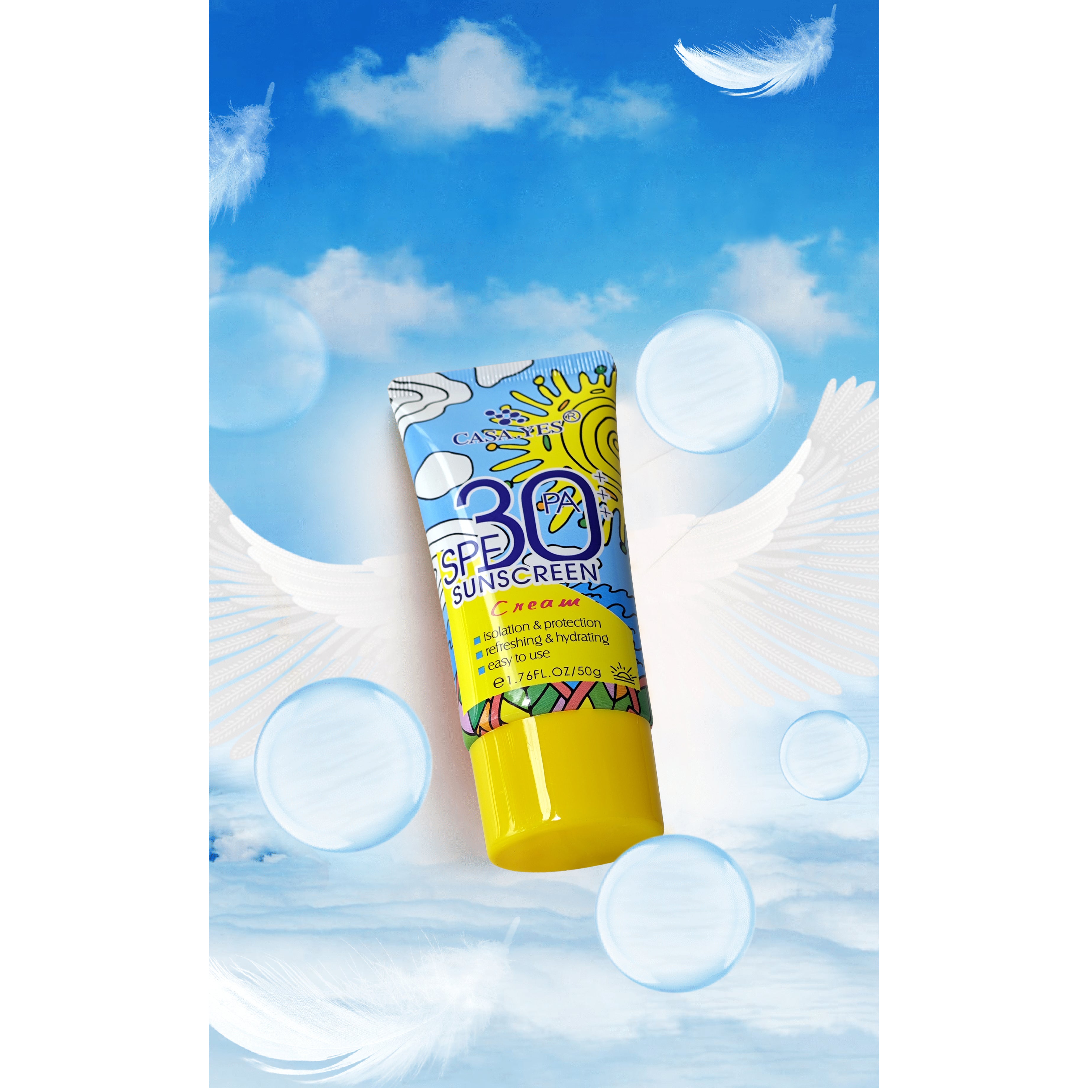 CASA.YES Sunscreen SPF 30+++ - Lightweight, Non-Greasy, Water-Resistant, UVA/UVB Protection for Face & Body