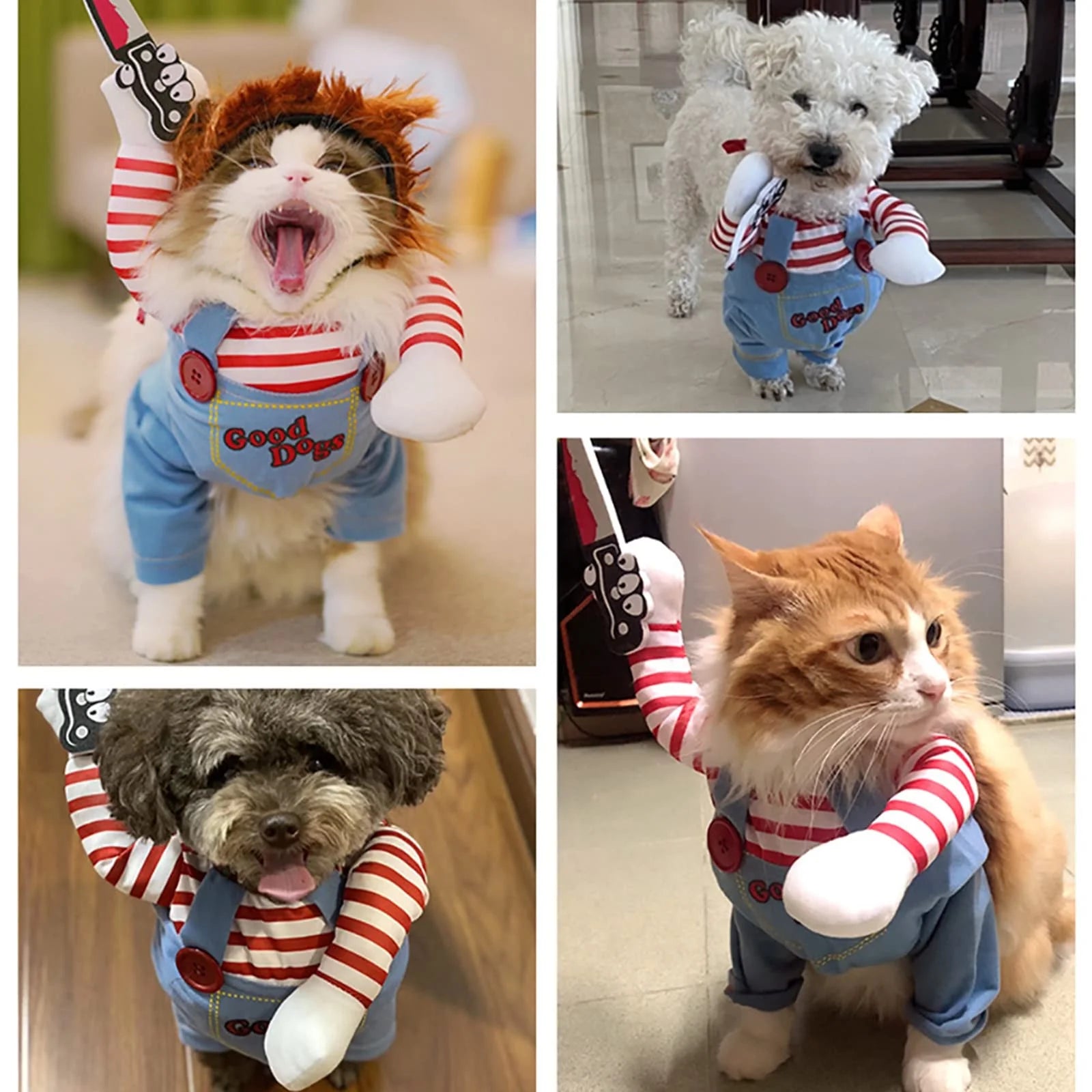 Pet Deadly Doll Dog Costume, Chucky Dog Cosplay Funny Costume Christmas Dog Clothes Party Costume for Small Medium Large Dogs