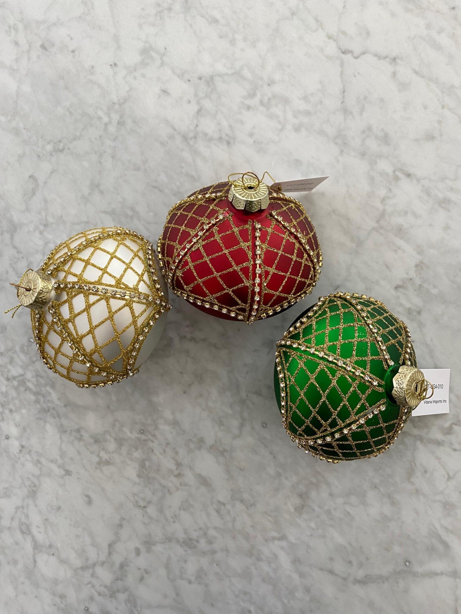 Red glass ornaments, red ornament, onion ornament, woman owned and designed, rhinestone ornament, gold glitter ornament, onion shape