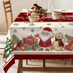 Christmas Tablecloth, Christmas Snowman Table Cloth Rectangle, Oblong Winter Xmas and Santa Kitchen Christmas Table Decorations for Home,Dinner,Party