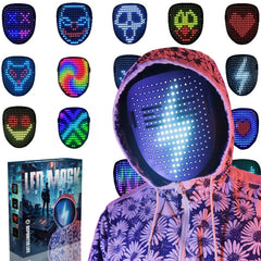 Led Mask with Gesture Sensing,Unisex LED Lighted Face Transforming Mask for Costume Cosplay Party Masquerade