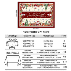 Christmas Tablecloth, Christmas Snowman Table Cloth Rectangle, Oblong Winter Xmas and Santa Kitchen Christmas Table Decorations for Home,Dinner,Party