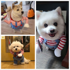 Pet Deadly Doll Dog Costume, Chucky Dog Cosplay Funny Costume Christmas Dog Clothes Party Costume for Small Medium Large Dogs