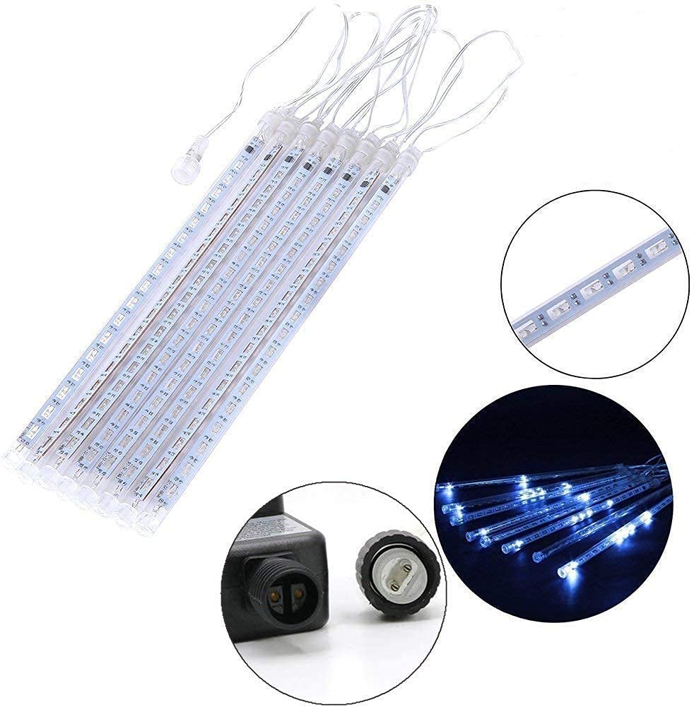 Meteor Shower Lights Outdoor Christmas Lights UL Certified Falling Rain Drop Lights Snowfall Icicle Cascading String Lights, 12 Inch Tubes 192LED